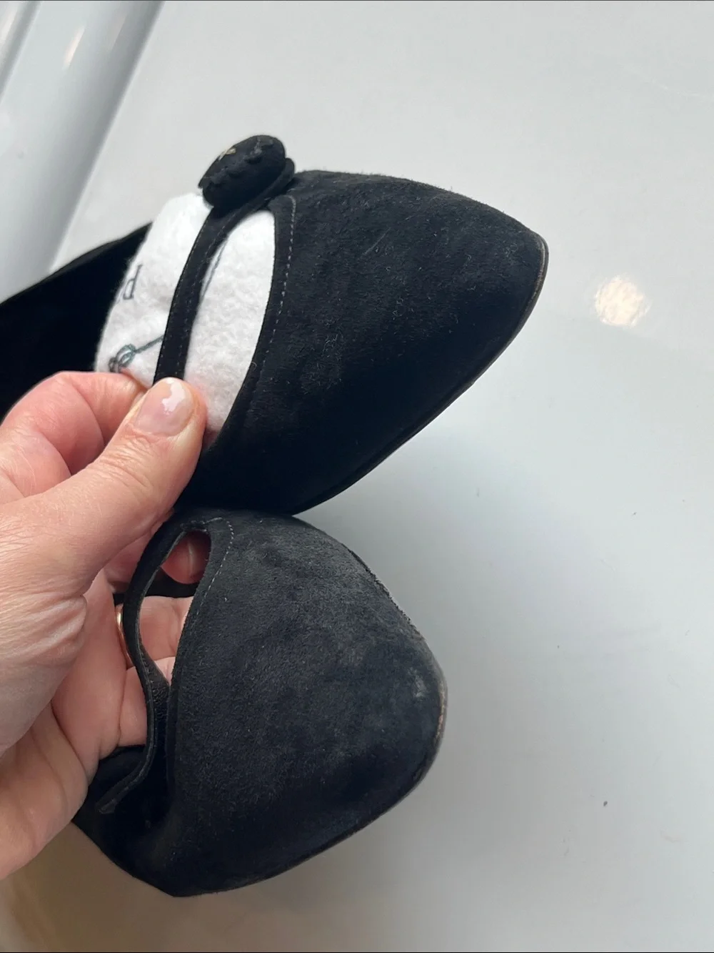Prada Black Suede Pointed-Toe Mary Jane Flats - Picture 9 of 11